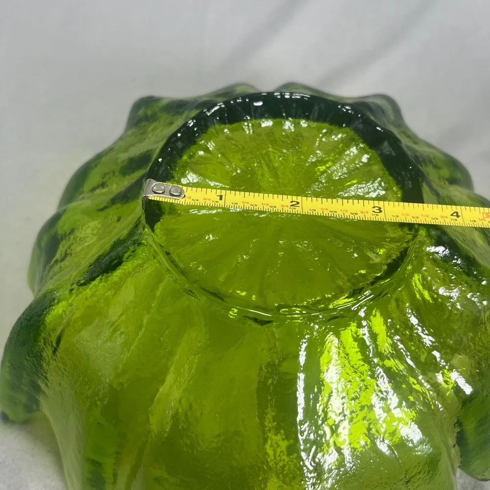 Vintage MCM Viking Epic Stockholm Green Spiked Lotus Bowl Wayne Husted Glass 60s
